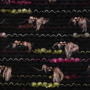 Knitted Fabric With Black And Coloured Sprecial Fancy Yarns