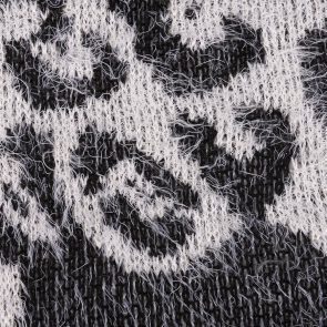White-Black  Knitted Hairy Fancy Fabric