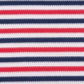White-Blue-Red Piquee Knitted Striped Fabric