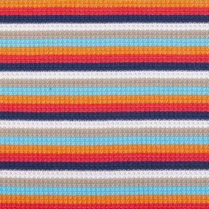 White-Orange-Turquoise-Red Striped Piquee Knitte Fabric