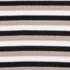 White-Beige-Black Striped Piquee Knitted Fabric