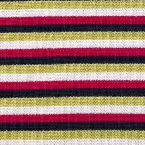 White-Red-Green -Black Piquee Knitted Fabric