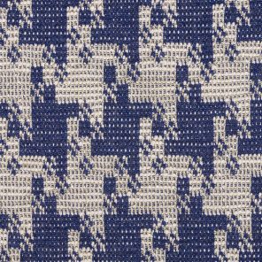 Ecru Houndstooth  Desseign With Gold Lurex On Navy Fond  Jacquard Knitted Fabric