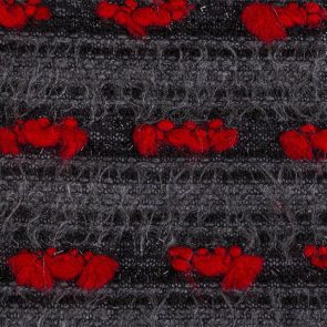 Grey Hairy Knitted Fabric With Red Pom-Pom'S