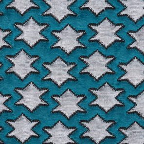 Turquoise -White-Black Double Jaquard Knitted Fabric