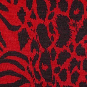 Red-Black Leopard Deseign Knitted Fabric