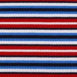 White-Blue-Red-Black Striped Rib Fabric